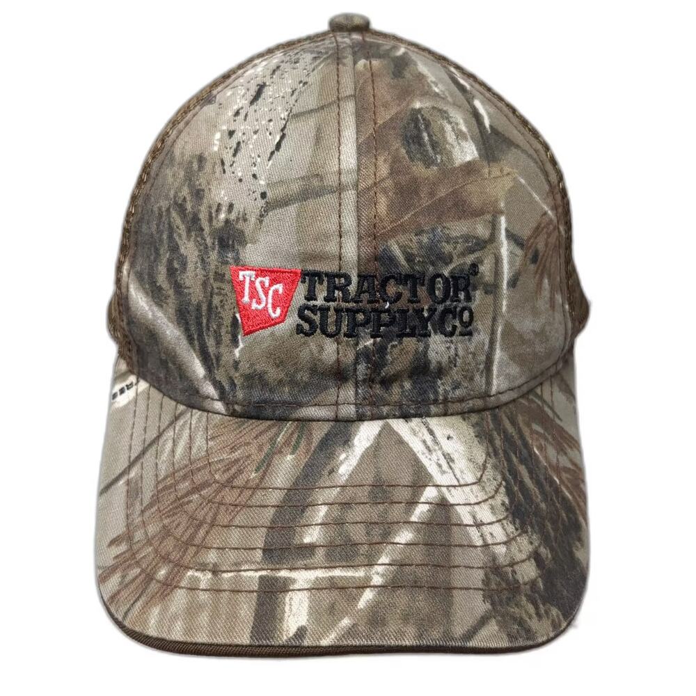 Tractor Supply Co Baseball Cap Brown Camo Mesh OS Strapback Embroidered Logo